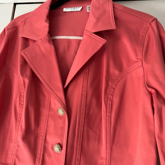 New! Hannah Structured Blazer - Salmon Color - Rhinestone Buttons - Medium - Picture 3 of 5
